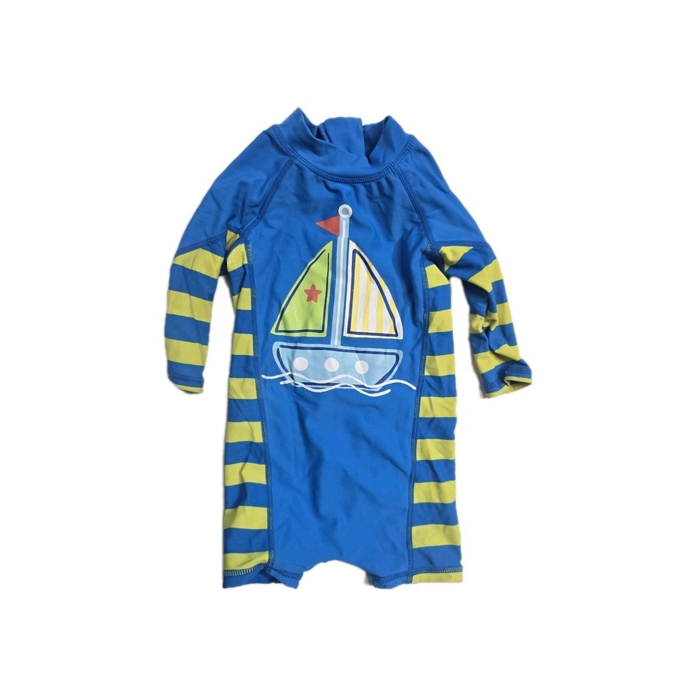 Upandfast baby boy one-piece swimsuit with a sailboat graphic 3-6 M